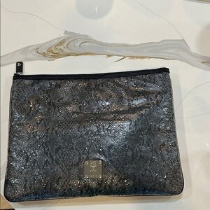 EEUC RARE MCM x PHENOMENON Visetos Clutch Black Vinyl Canvas Leather Trim